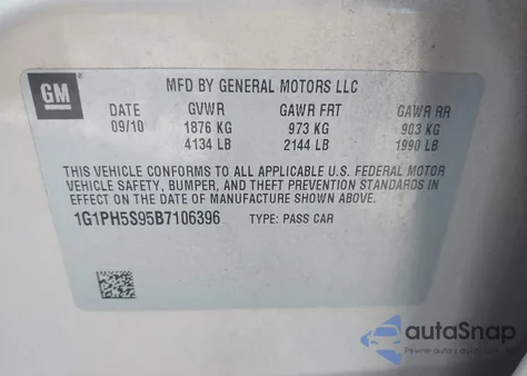 2011 Chevrolet Cruze Ltz из США, поврежденный, VIN 1G1PH5S95B7106396